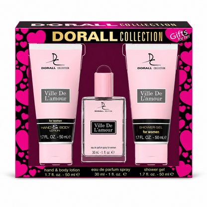 Dorall Collection Ville De L’Amour női ajándékcsomag – parfüm, tusfürdő és testápoló