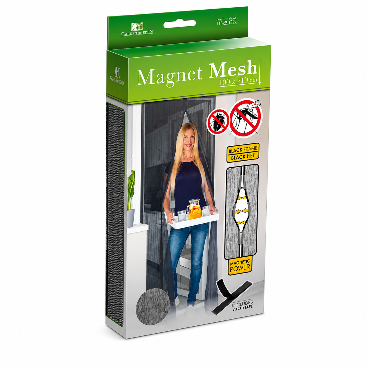 Garden of Eden Magnet Mesh mágneses szúnyogháló ajtóra 100 × 210 cm fekete