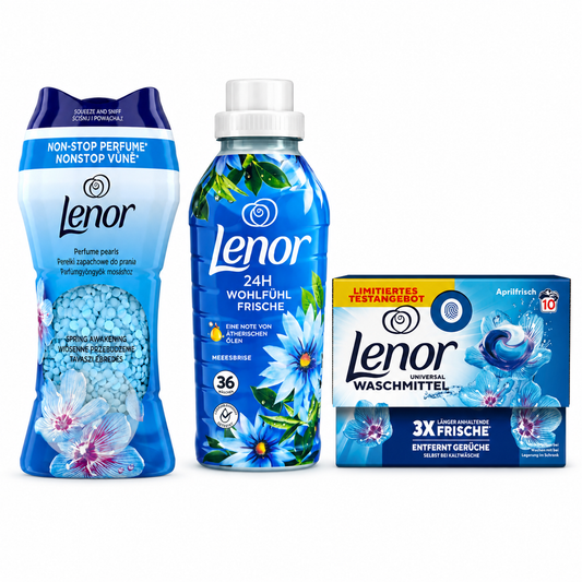 Mosás Frissesség Csomag – Illatgyöngy 195 g + Öblítő 756 ml + Mosókapszula 10 db