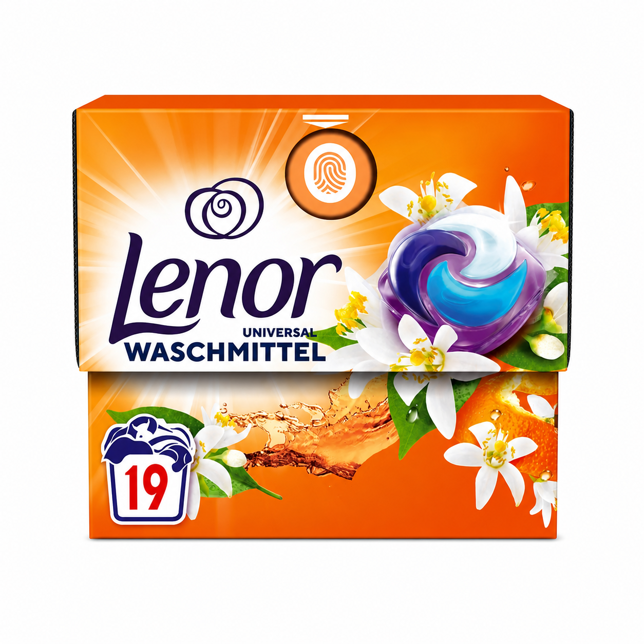 Lenor Universal Waschmittel Orange Blossom mosókapszula 19 db – friss, virágos illatú mosószer kapszula