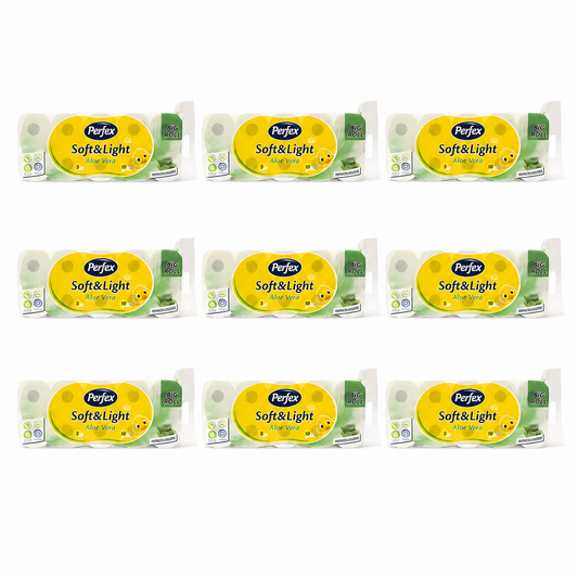 Perfex Soft&Light Aloe Vera Big Roll toalettpapír 9 csomag – 3 rétegű, aloe vera illatú, 90 tekercses kiszerelés