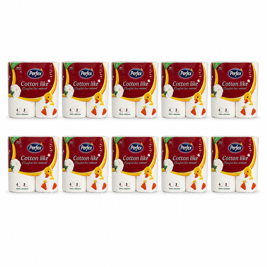 Perfex Cotton Like Comfort Line Natural toalettpapír 10 csomag – 4 tekercs/csomag, 3 rétegű, 100% cellulóz