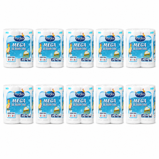 Perfex Mega XXL Kitchen Towel konyhai papírtörlő 10 csomag – 2 tekercs/csomag, 2 rétegű, nagy nedvszívó képességű