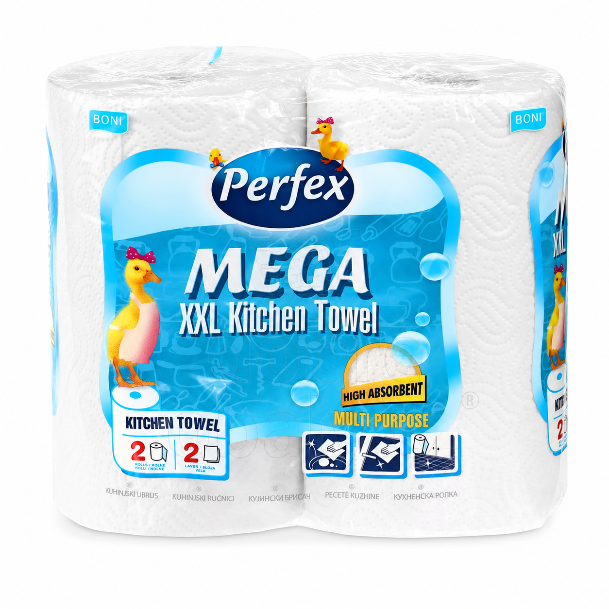 Perfex Mega XXL Kitchen Towel konyhai papírtörlő – 2 tekercs, 2 rétegű, nagy nedvszívó képességű, többcélú