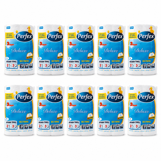 Perfex Deluxe konyhai papírtörlő 10 csomag – 2 tekercses, 3 rétegű, extra nedvszívó papírtörlő