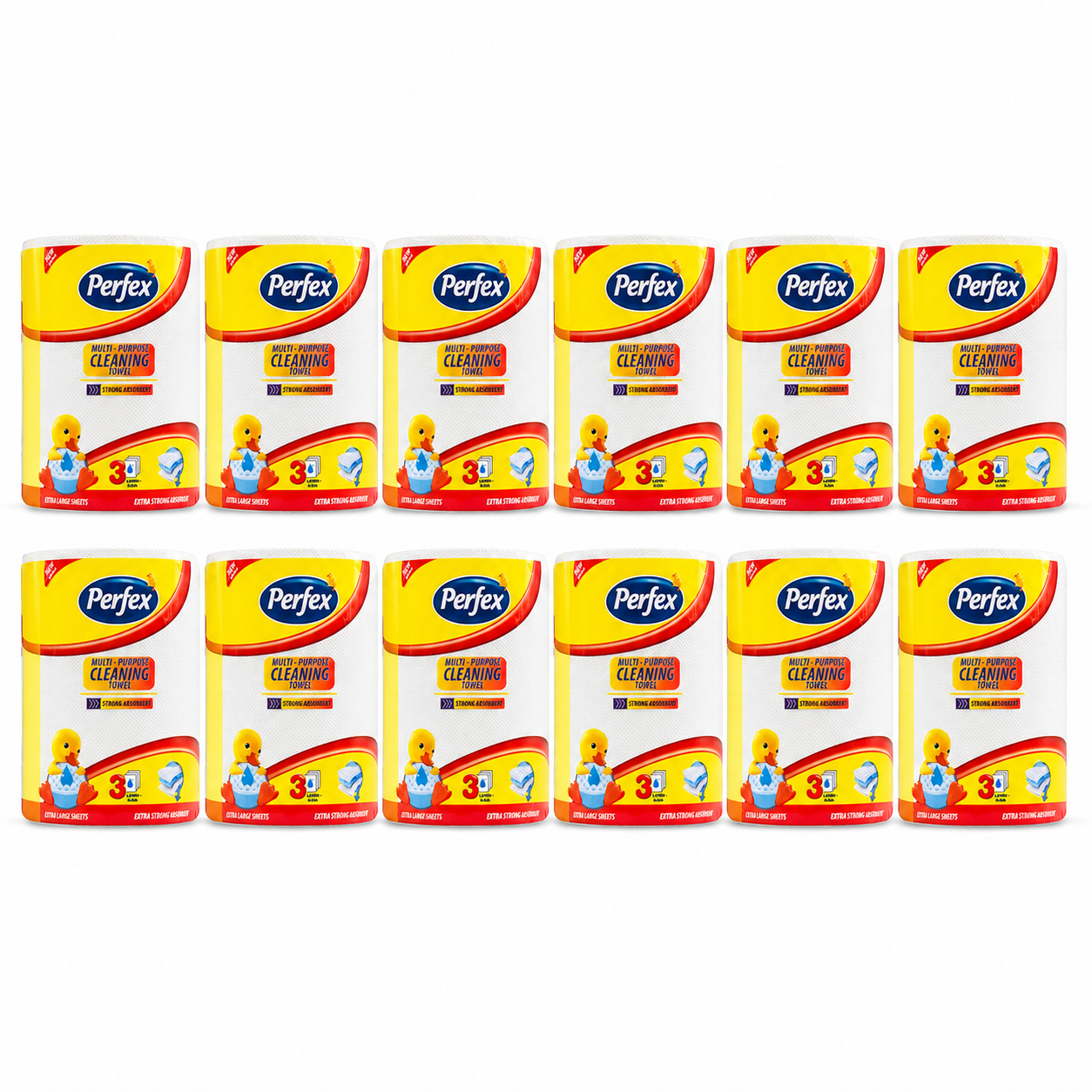 Perfex Multi-Purpose Cleaning Towel háztartási papírtörlő 12 db-os csomag – 3 rétegű, extra nedvszívó tisztítókendő