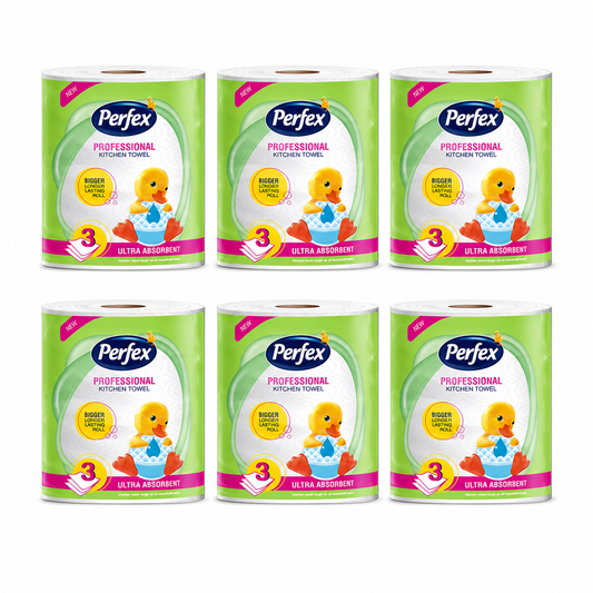 Perfex Professional Kitchen Towel 6 db-os csomag – 3 rétegű, ultra nedvszívó konyhai papírtörlő