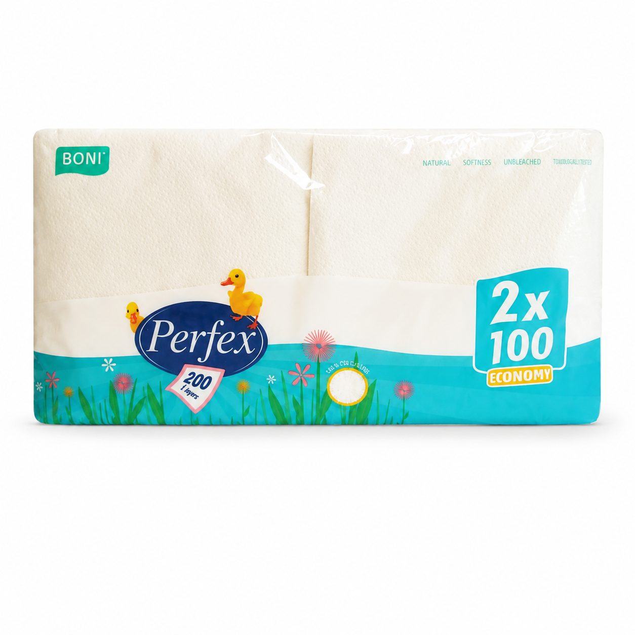 Perfex Boni papírszalvéta 2x100 lapos – 1 rétegű, economy kiszerelésű fehér szalvéta