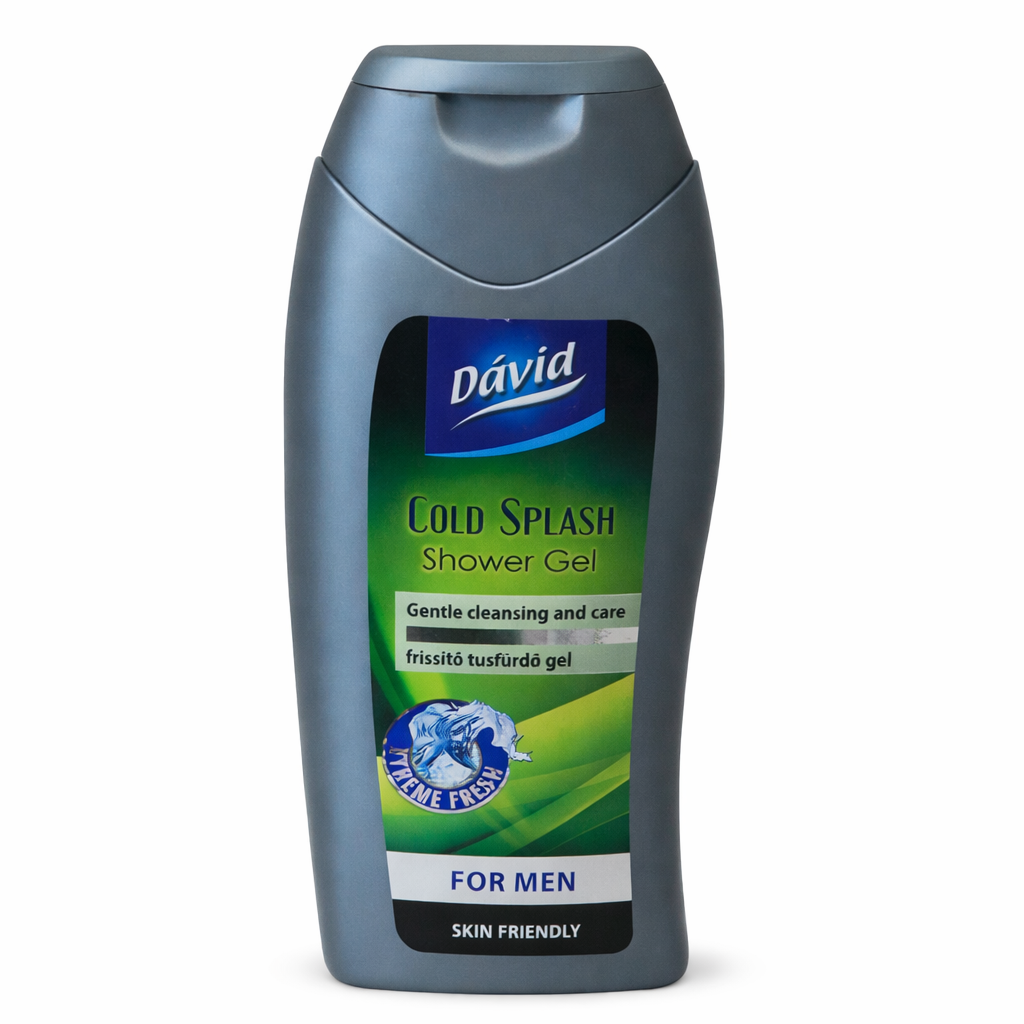 Dávid Cold Splash tusfürdő férfiaknak 300 ml – Hűsítő frissesség és energizáló tisztálkodás