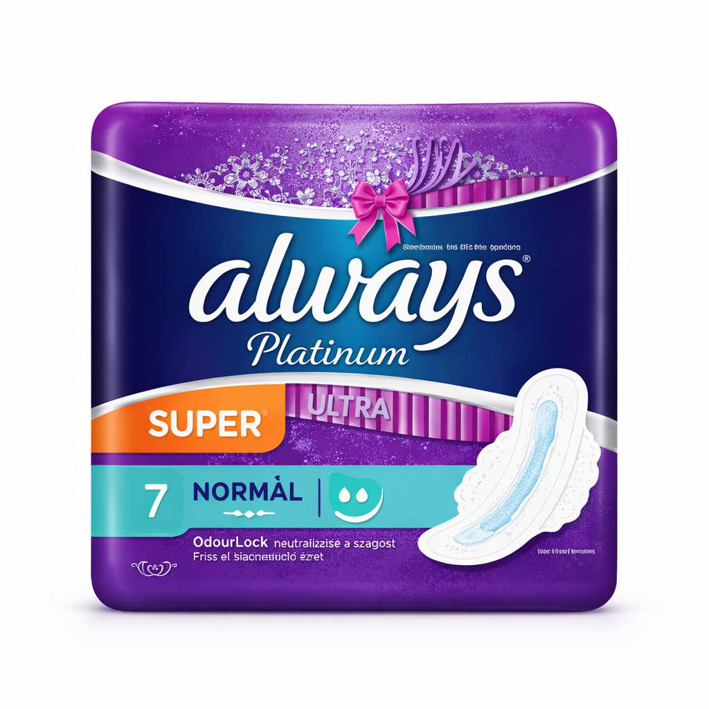 Always Platinum Ultra Super egészségügyi betét szárnyakkal – 7 db (2-es méret, extra védelem)