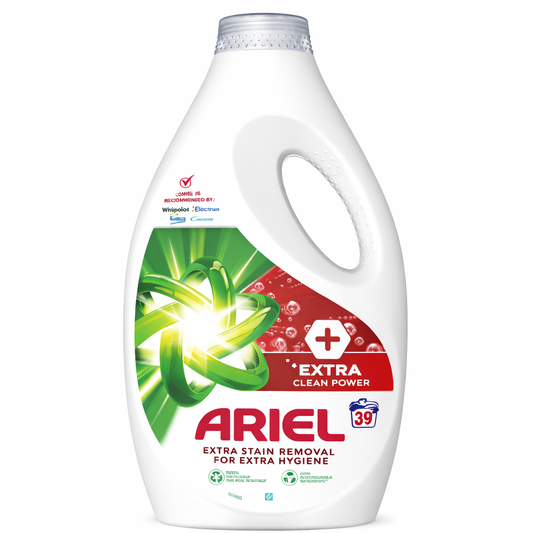 Ariel Extra Clean Power folyékony mosószer 39 mosás – extra folteltávolítás és higiénikus tisztítás