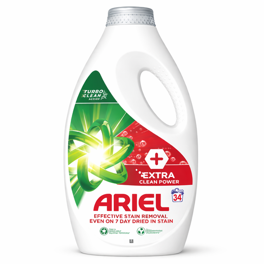 Ariel folyékony mosószer Extra Clean Power 34 mosás – erőteljes folteltávolítás, folyékony mosógél