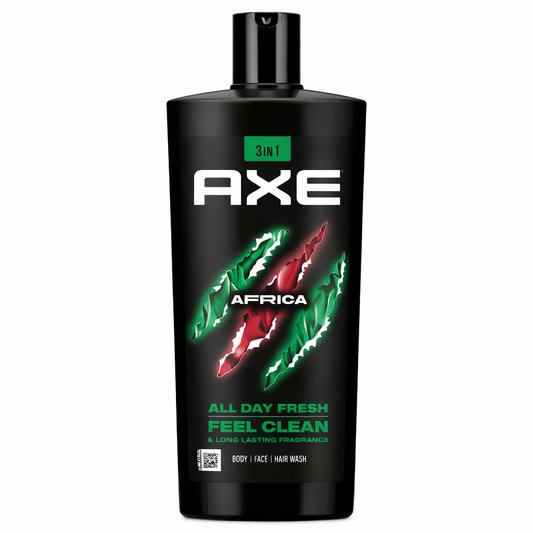 AXE Africa Tusfürdő 700 ml – 3in1 Férfi Tusfürdő Hajra, Testre és Arcra, Friss Illat XXL