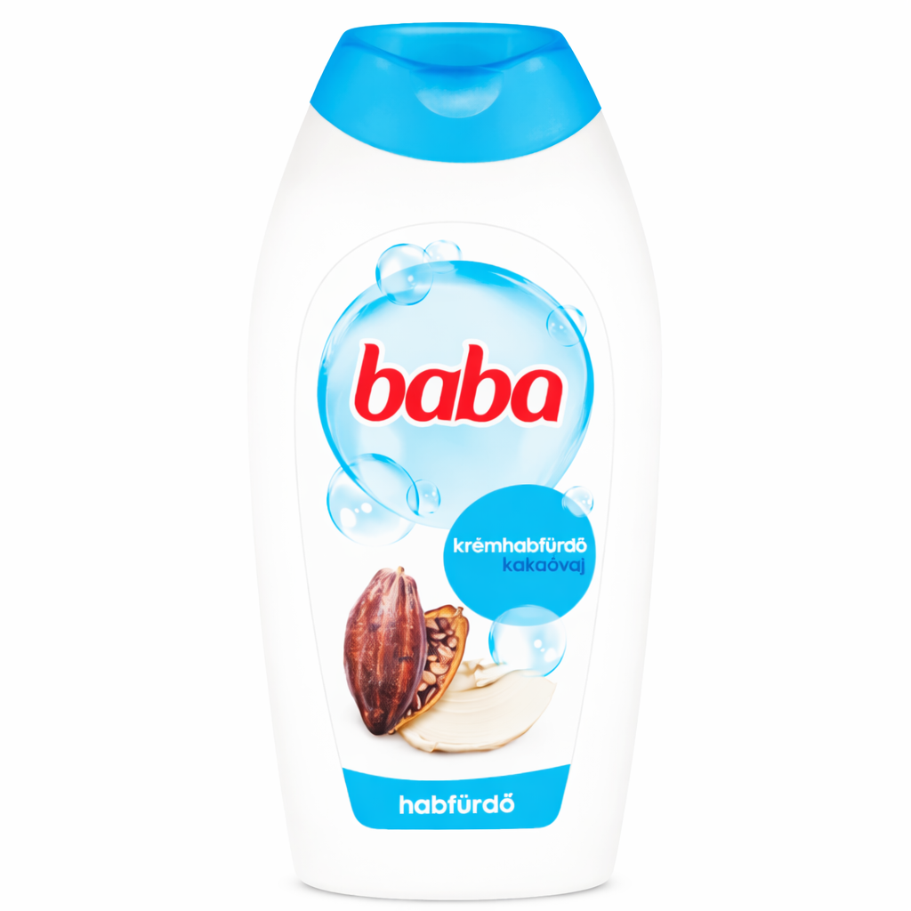 Baba krémhabfürdő kakaóvajjal 750 ml – hidratáló habfürdő, száraz bőrre
