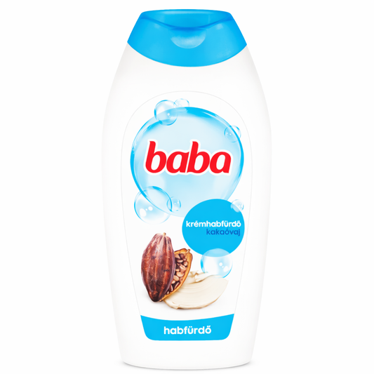 Baba krémhabfürdő kakaóvajjal 750 ml – hidratáló habfürdő, száraz bőrre
