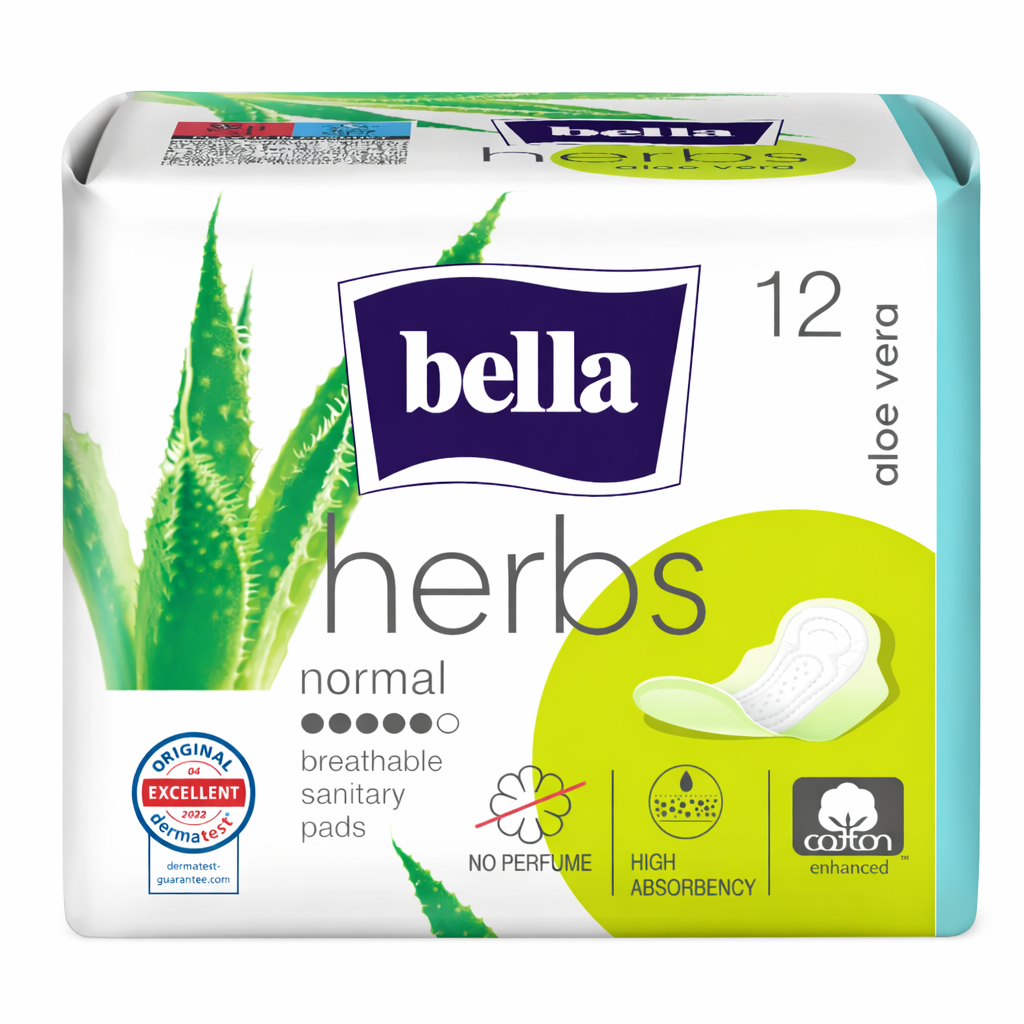 Bella Herbs Aloe Vera egészségügyi betét (12 db) – Frissesség és védelem természetesen