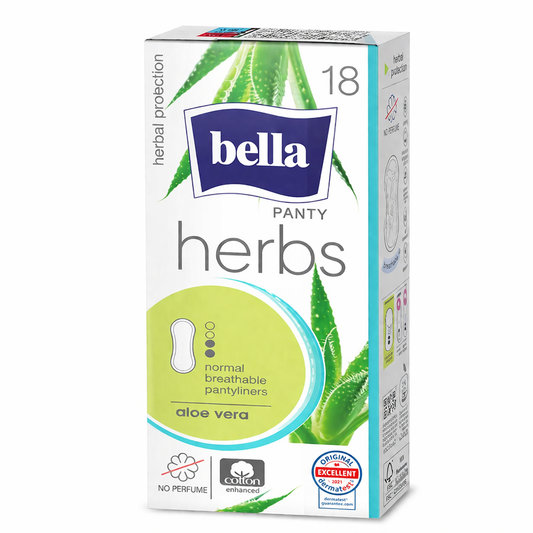 Bella Herbs Panty Aloe Vera tisztasági betét (18 db) – Frissesség és természetes védelem egész nap  A