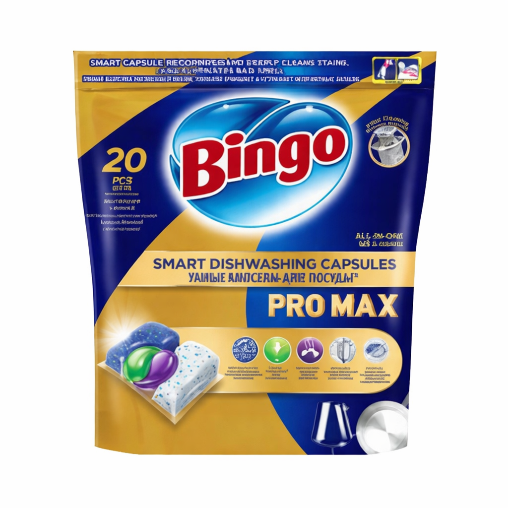 Bingo Pro Max Mosogatógép Kapszula 20 db – Extra Zsíroldó és Folteltávolító Hatás