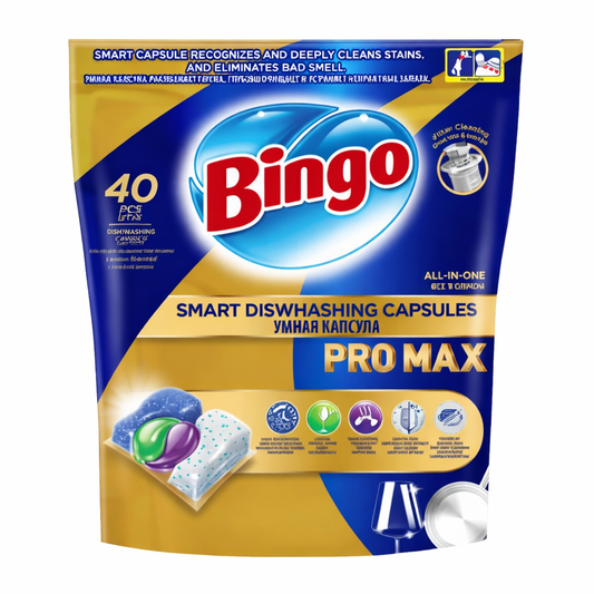 Bingo Pro Max Mosogatógép Kapszula 40 db – All-in-One Prémium Zsíroldó Kapszula