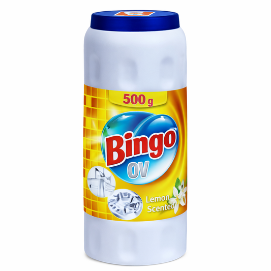 Bingo OV Súrolópor Citrom Illattal 500 g – Erős Zsíroldó és Vízkőoldó Tisztítószer