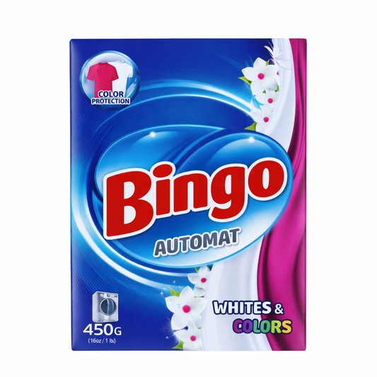 Bingo Automat mosópor 450 g – fehér és színes ruhákhoz, színvédelemmel