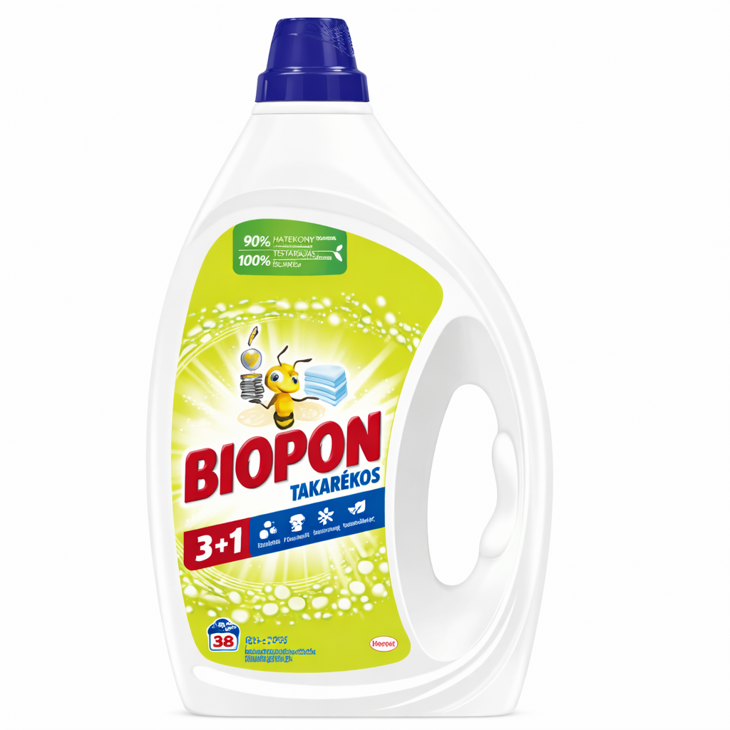 Biopon Takarékos Folyékony Mosószer 3+1 1,71L – 38 Mosás, Koncentrált Mosógél Fehér és Színes Ruhákhoz