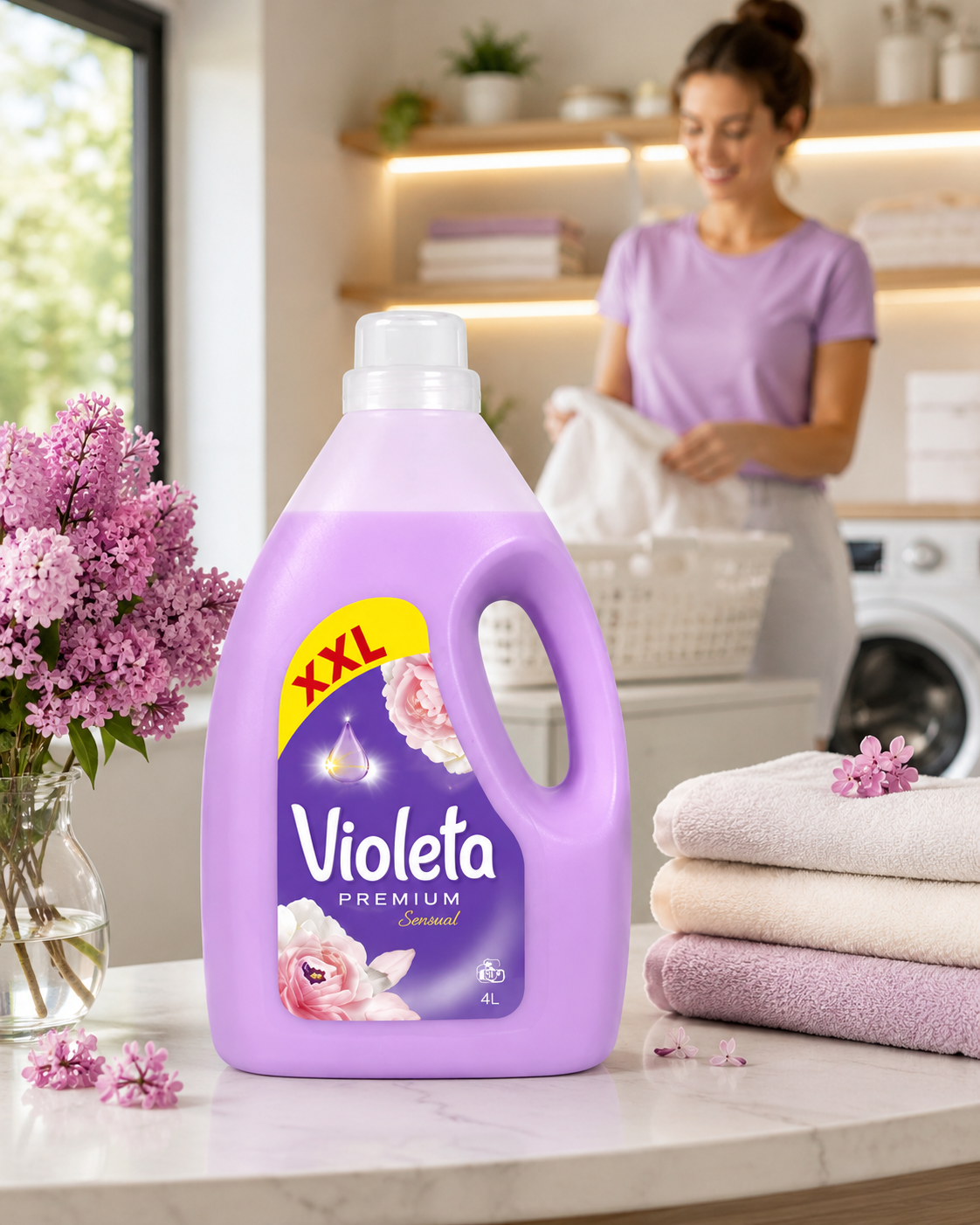 Violeta Premium Sensual XXL Öblítő 4 L – Hosszan Tartó Virágos Illat, Puha Ruhákhoz