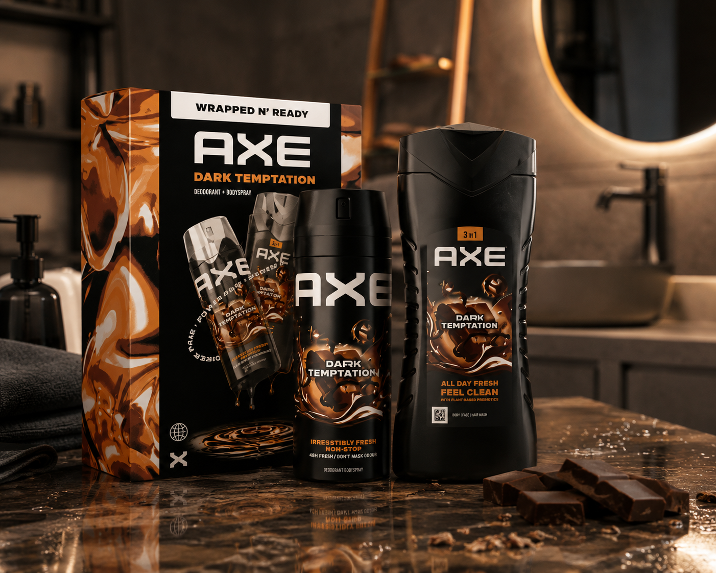 AXE Dark Temptation férfi ajándékcsomag – 150 ml dezodor + 250 ml tusfürdő