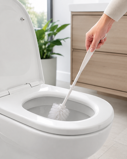 WC-kefe hosszú nyéllel, tartó nélkül – fehér