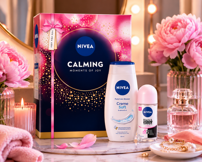 NIVEA Women Calming Moments of Joy ajándékcsomag – Tusfürdő és dezodor szett
