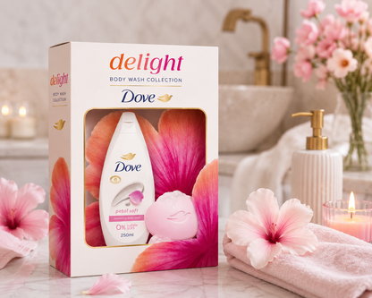 Dove Delight Petal Soft tusfürdő ajándékcsomag – Tusfürdő és szappan szett