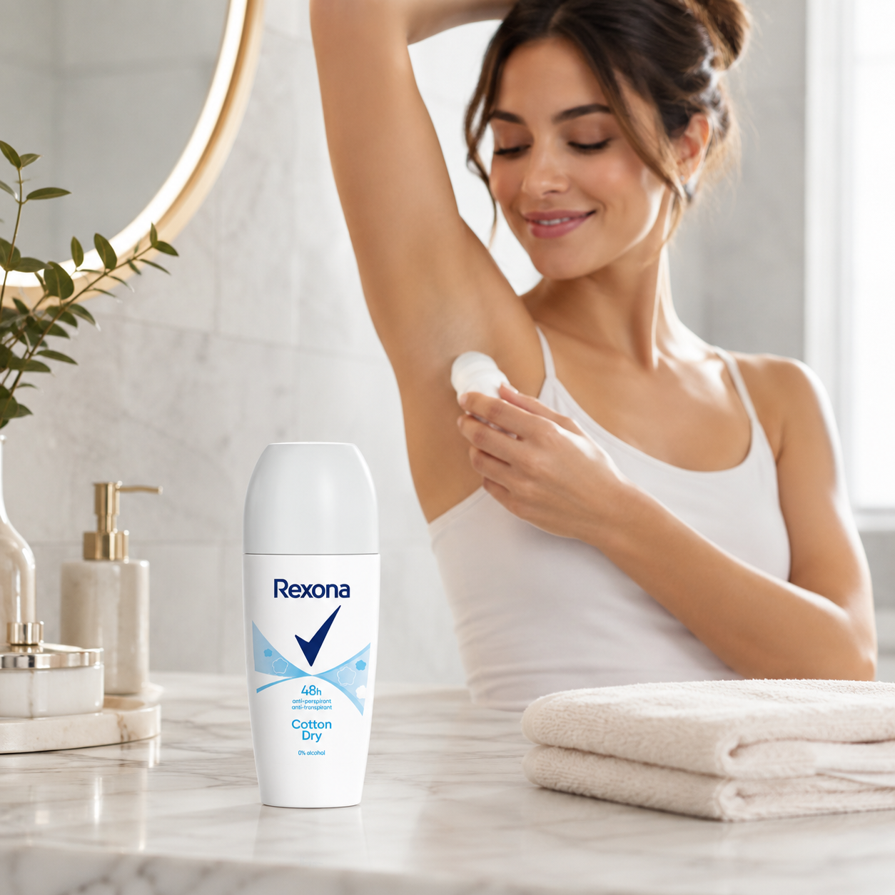 Rexona Cotton Dry golyós dezodor 50 ml – 48 órás izzadásgátló védelem, 0% alkohol
