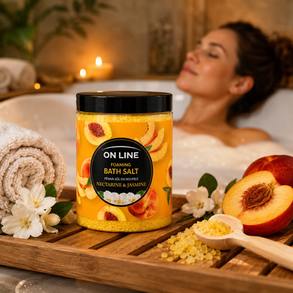 On Line Foaming Bath Salt Nectarine & Jasmine habzó fürdősó, 1200 g
