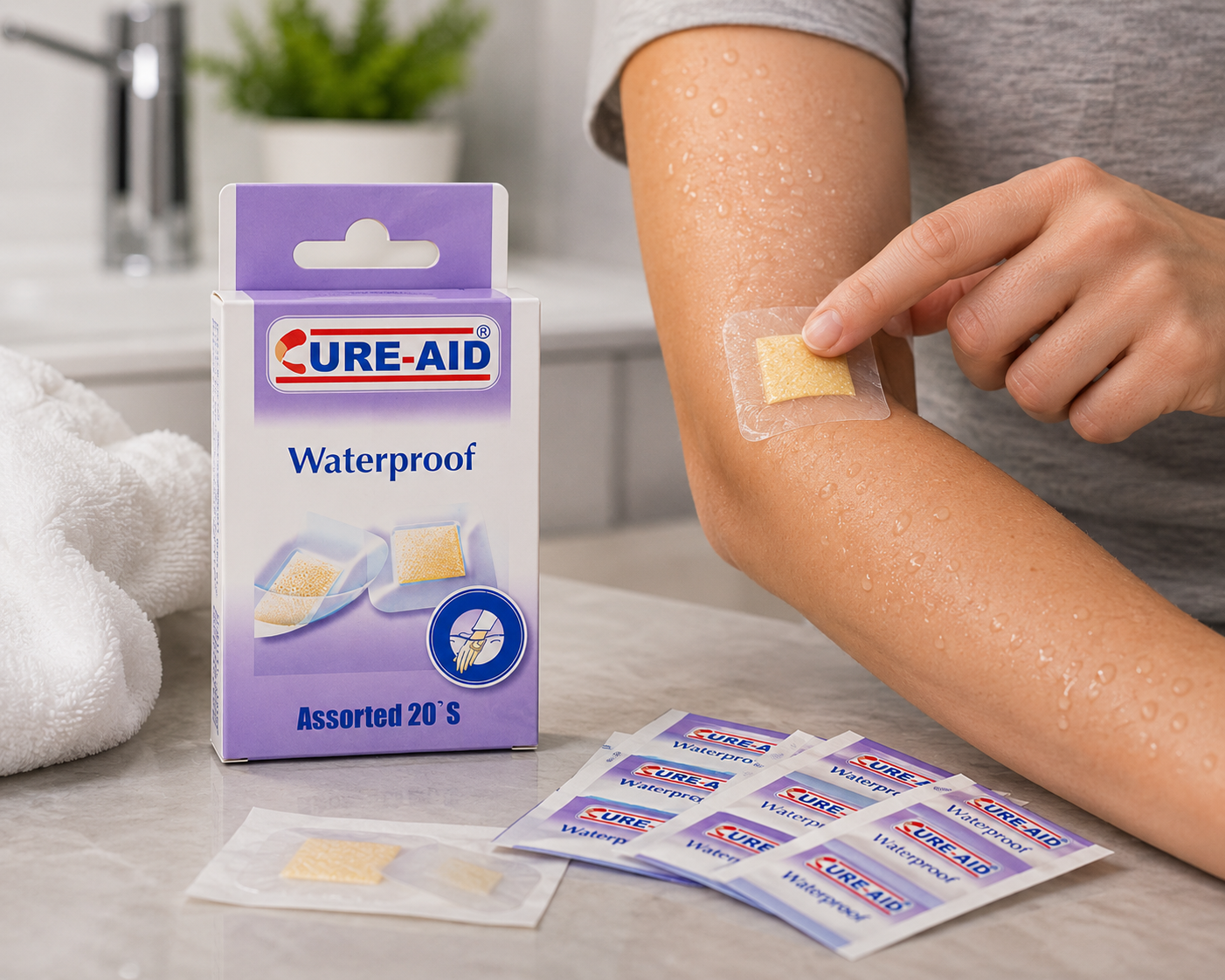 Cure-Aid Waterproof vízálló sebtapasz 20 db – assortált ragtapasz csomag