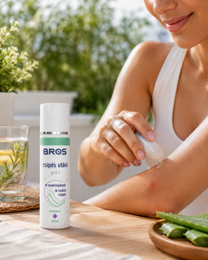 BROS csípés utáni gél – nyugtató rovarcsípés elleni gél mentollal és aloe verával