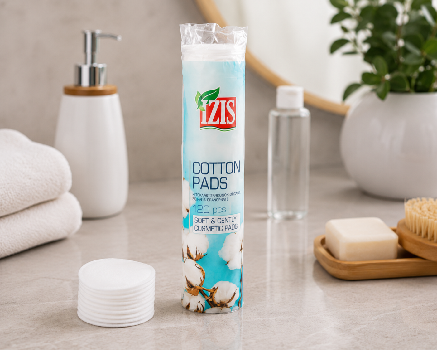 IZIS Kozmetikai Vattakorong 120 db – puha sminklemosó és arctisztító pamut korong
