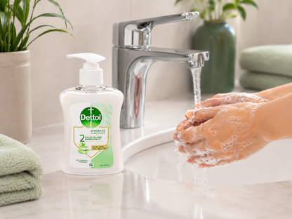 Dettol Hydrate folyékony kézmosó pumpás adagolóval – Aloe & Bamboo illat, 250 ml