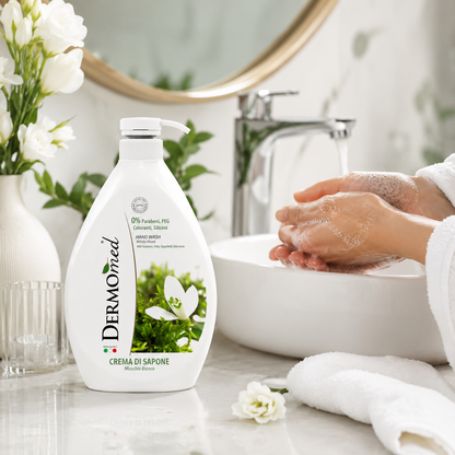 Dermomed Muschio Bianco folyékony kézmosó szappan 300 ml – fehér pézsma illat, 0% parabén, szilikonmentes