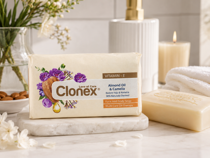 Clonex szappan 60 g – mandulaolajjal és kaméliával, hidratáló és tápláló bőrápolás
