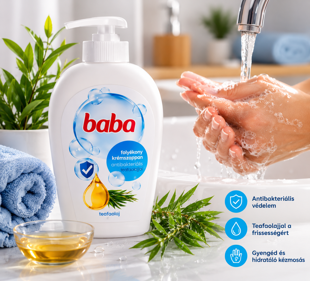 Baba antibakteriális folyékony krémszappan teafaolajjal 250 ml