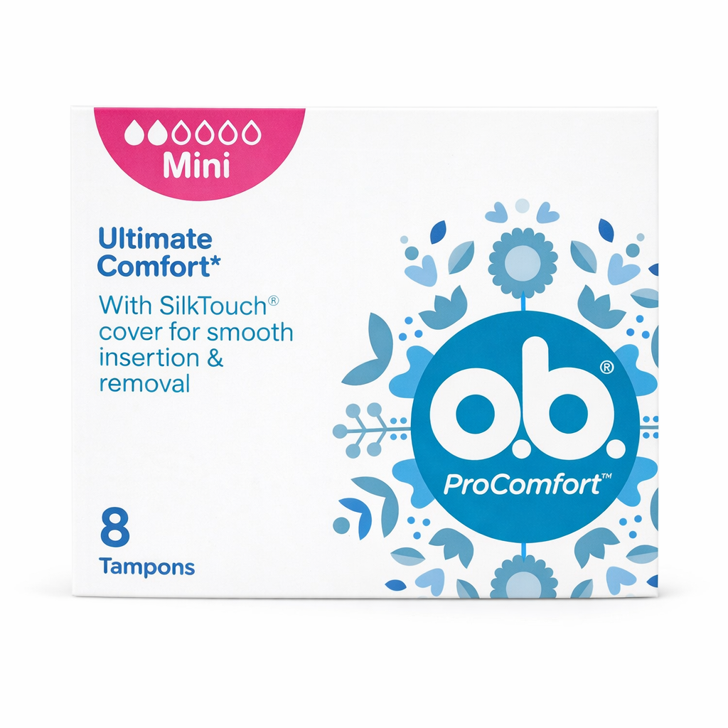 O.B. ProComfort Mini Tampon 8 db – Könnyű Felhelyezés, Kényelmes Védelem Gyenge Vérzéshez