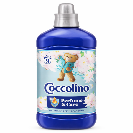 Coccolino Perfume & Care Water Lily & Pink Grapefruit öblítő 1,275L – Friss virágos-citrusos illat és hosszan tartó puhaság