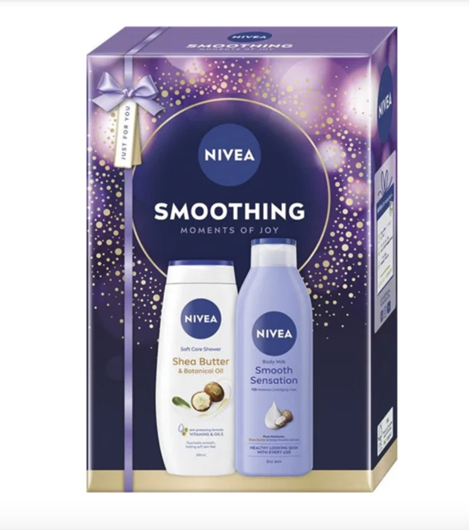 NIVEA Smoothing Moments of Joy Ajándékcsomag – Shea Butter Tusfürdő és Testápoló Szett
