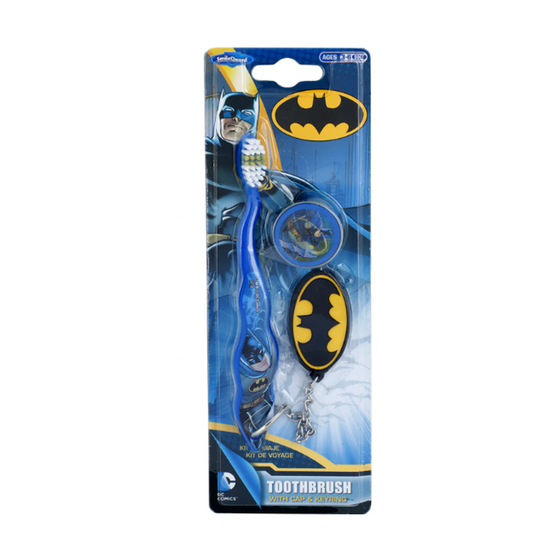 SmileGuard Batman gyerek fogkefe védőkupakkal és kulcstartóval