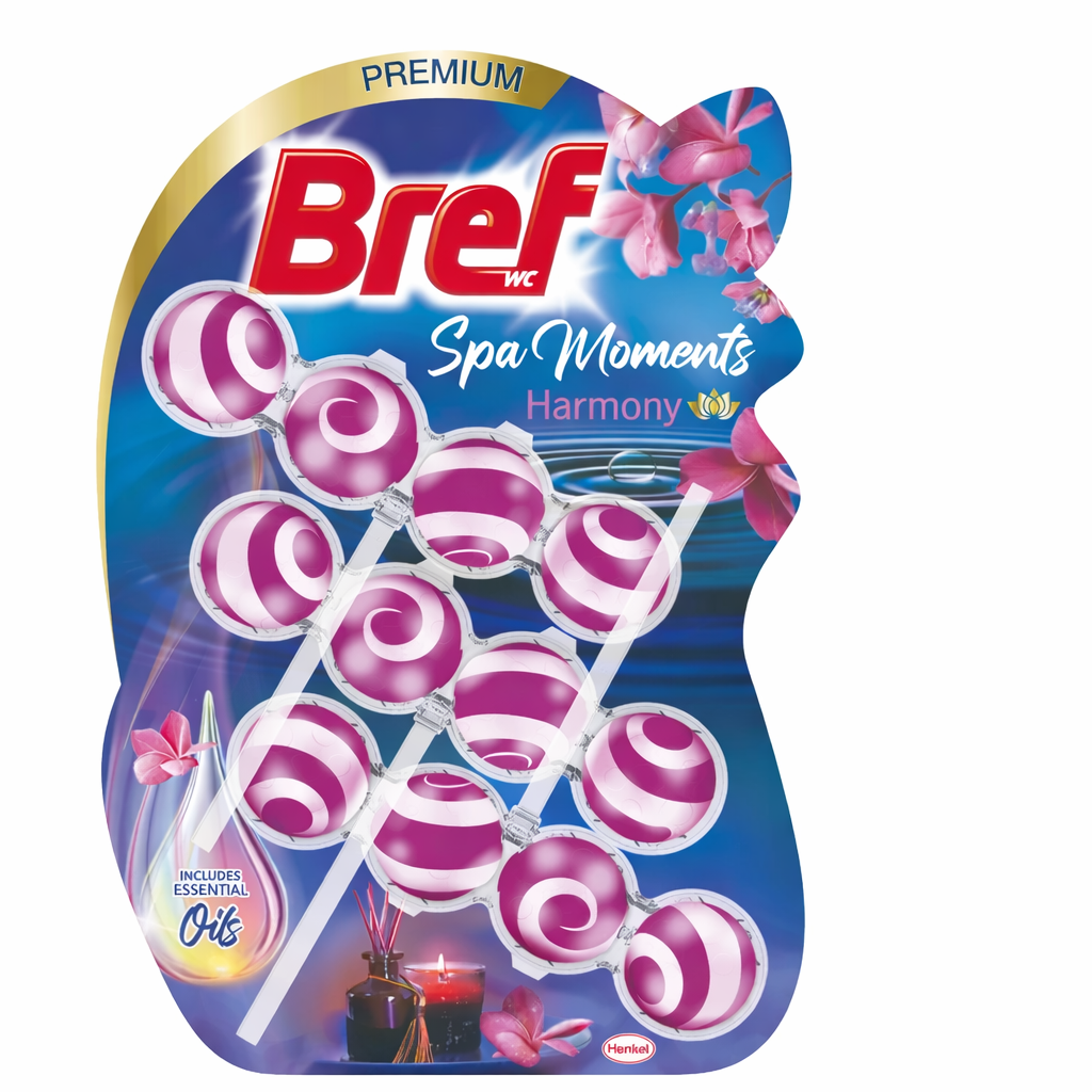 Bref Wellness Harmony WC frissítő 3x50g – Harmóniát adó wellness illat, higiénikus tisztítás és vízkő elleni védelem