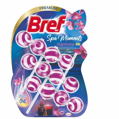 Bref Wellness Harmony WC frissítő 3x50g – Harmóniát adó wellness illat, higiénikus tisztítás és vízkő elleni védelem