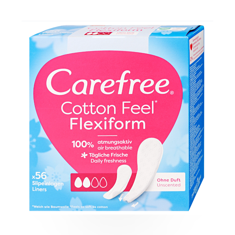 Carefree Cotton Feel Flexiform Tisztasági Betét Illatmentes – 56 db, Légáteresztő, Testhez Igazodó Napi Védelem