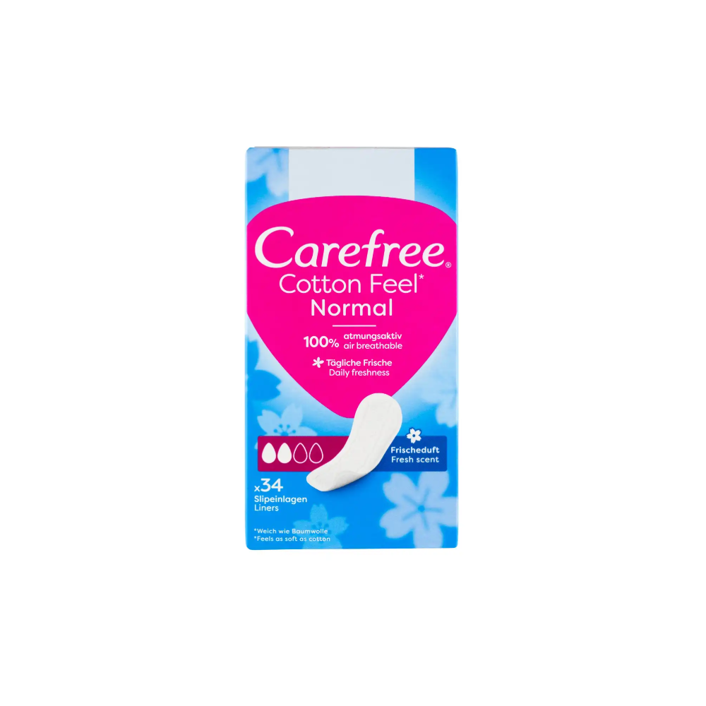 Carefree Cotton Feel Normal Tisztasági Betét Friss Illattal – 34 db, Légáteresztő Napi Védelem