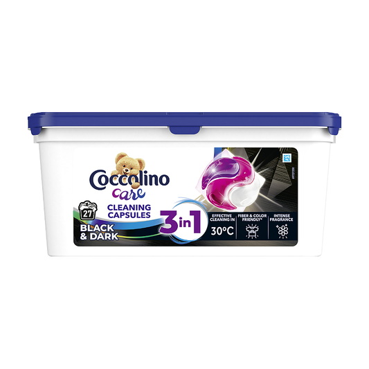 Coccolino Care Black & Dark 3in1 Mosókapszula 27 db – Sötét Ruhákhoz, Színvédelem és Ápolás