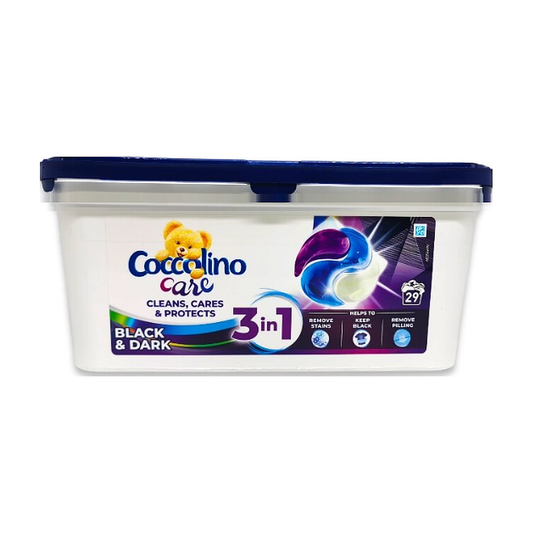 Coccolino Care Black & Dark 3in1 Mosókapszula 29 db – Sötét Ruhákhoz, Színvédelem és Ápolás